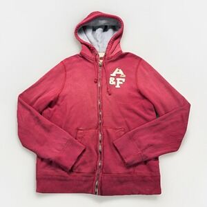 Vintage Abercrombie & Fitch Red Men's Full Zip Hoodie Size XL Faded Distressed